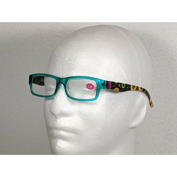Teal Fashion Reading Glasses Tribal Unisex +3.25 - Picture 3 of 5